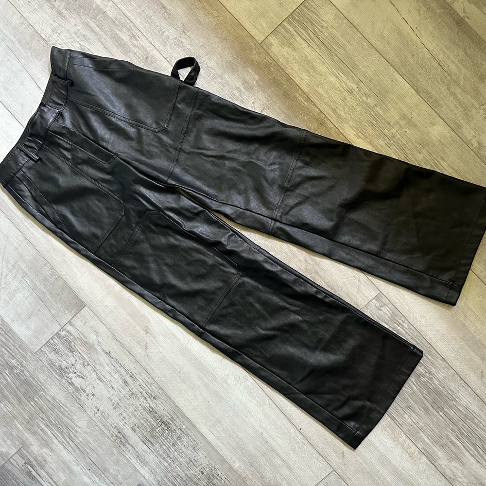 Forever 21 Wide Leg Leather Utility Pant with large pockets